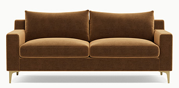 Sloan 2-Seat Sofa in Fawn Velvet with Brass Legs